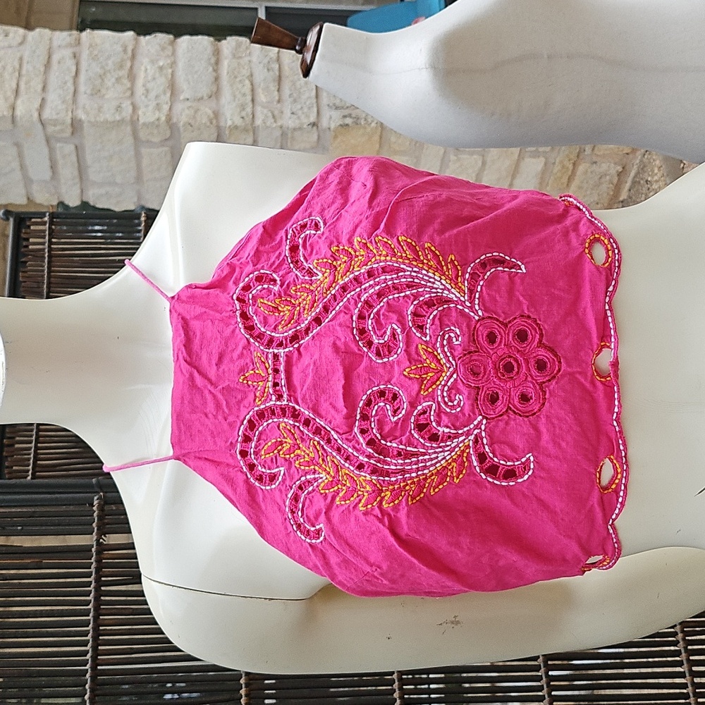 Sachin & Babi Kiki Cropped Fuschia Pink Embroidered Top Size 4